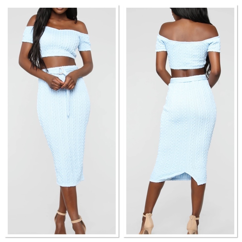 Fashion Nova Sweater Feels Skirt Set Sz S